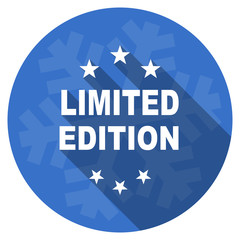 limited edition blue flat design christmas winter web icon with snowflake