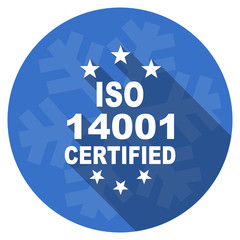 iso 14001 blue flat design christmas winter web icon with snowflake
