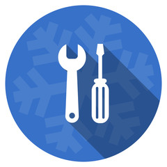 tool blue flat design christmas winter web icon with snowflake