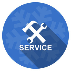 Fototapeta premium service blue flat design christmas winter web icon with snowflake
