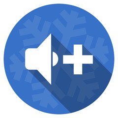 speaker volume blue flat design christmas winter web icon with snowflake