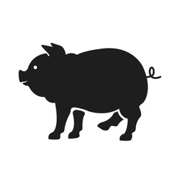 Vector pig silhouette. Black color illustration isolated on white background