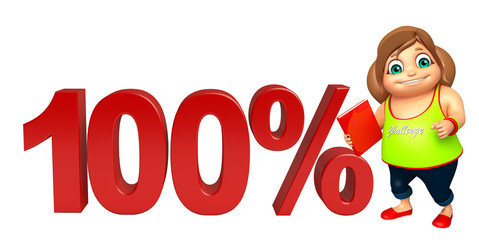kid girl with 100% sign & Book