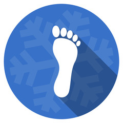 foot blue flat design christmas winter web icon with snowflake