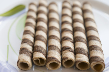 rolled wafers at the chocolate