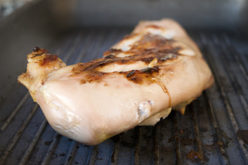 grilled chicken breast on a griddle