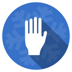 stop blue flat design christmas winter web icon with snowflake