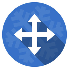 arrow blue flat design christmas winter web icon with snowflake