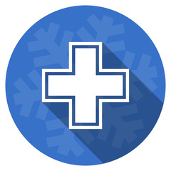 pharmacy blue flat design christmas winter web icon with snowflake
