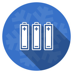 battery blue flat design christmas winter web icon with snowflake