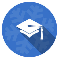 education blue flat design christmas winter web icon with snowflake