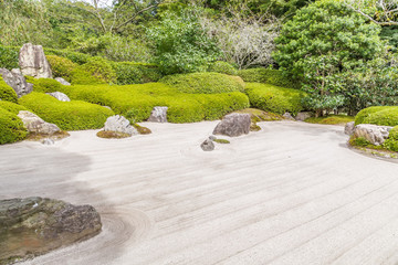 I photographed in Kamakura.It is a Japanese garden. This garden represents the mountains and the water of the landscape of stone and sand. - obrazy, fototapety, plakaty