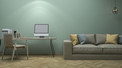 3d rendering nice vintage green living room with nice design furniture