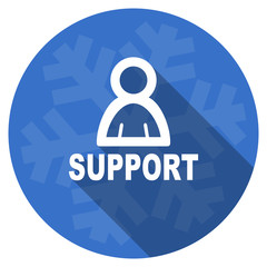 support blue flat design christmas winter web icon with snowflake