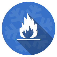 flame blue flat design christmas winter web icon with snowflake