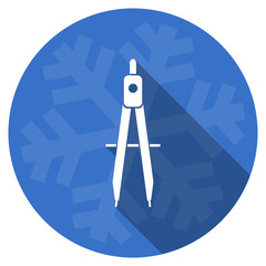 learning blue flat design christmas winter web icon with snowflake