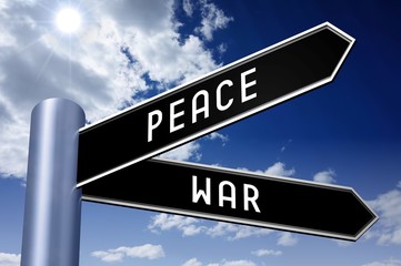 Fototapeta premium Singpost illustration, two arrows - war and peace