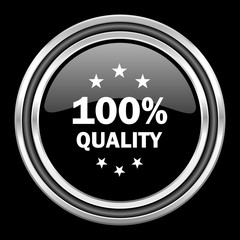 quality silver chrome metallic round web icon on black background