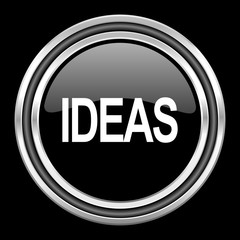ideas silver chrome metallic round web icon on black background