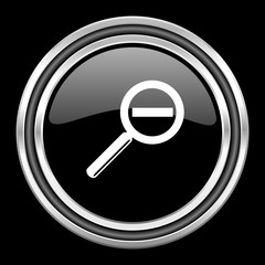 lens silver chrome metallic round web icon on black background