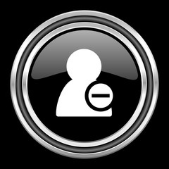 remove contact silver chrome metallic round web icon on black background