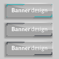 Set of three realistic abstract transparent banners