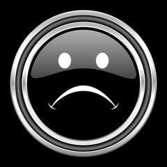 cry silver chrome metallic round web icon on black background