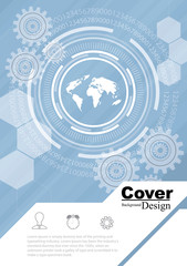 Cover template with world technology concept for book, brochure, report or poster.