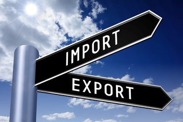 Fototapeta premium Singpost illustration, two arrows - export, import