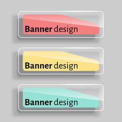 Set of three realistic abstract transparent banners