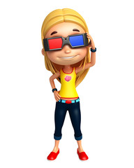 kid girl with 3D goggle