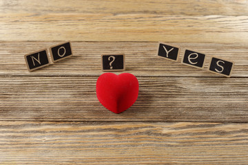 the word of the letters, yes or no, marriage proposal