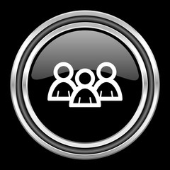 forum silver chrome metallic round web icon on black background