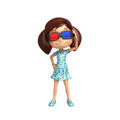 kid girl with 3D goggle