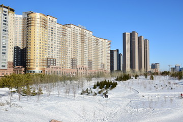 Fototapeta premium Modern residential building in Astana, capital of Kazakhstan