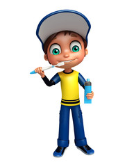kid boy with  toothbrush & toothpest