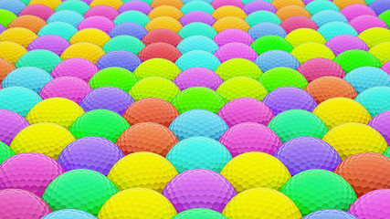 A massive vibrant array of colored golfballs.