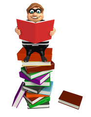 Thief with Book stack & book