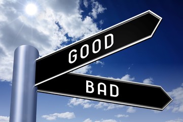 Fototapeta premium Singpost illustration, two arrows - good or bad