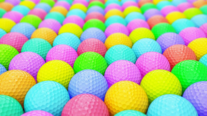 A massive vibrant array of colored golfballs.