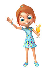 kid girl with Juice Glass