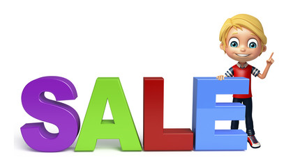 Obraz premium kid boy with sale sign