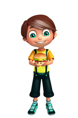 kid boy with burger