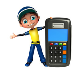 kid boy with swap machine