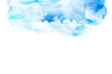 Watercolor illustration of sky with cloud.