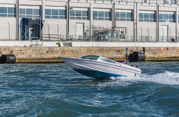 motor boat is floating