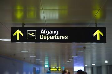 Departures airport sign