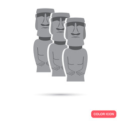Statues of Easter Island color icon. Flat design
