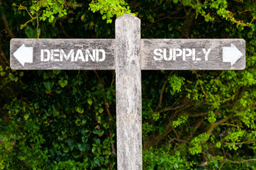DEMAND versus SUPPLY directional signs