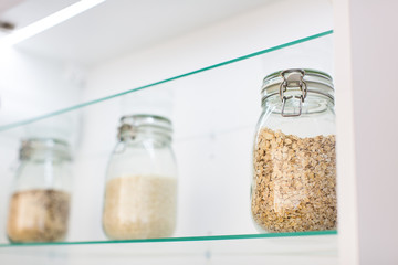 Oats in a jar in a modern kitchen